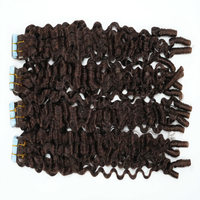 Extensions de cheveux bouclés birmans à bandes adhésives, cheveux humains véritables, extensions invisibles injectées sans couture, extensions à bandes adhésives pour femmes