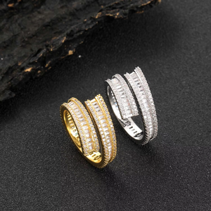 Hip Hop Open <b>Ring</b> Geometric Ladder Zircon <b>Ring</b> Trendy Men Hip Hop - Product Image 4