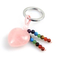 Porte-clés en quartz rose transparent, gravure laser HY Gemstone, porte-clés en cristal transparent