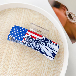 Pinza de Pelo Patriótica <span class=keywords><strong>del</strong></span> <span class=keywords><strong>4</strong></span> de Julio, Pinza de Pelo Acrílica con Estrellas y Rayas de la Bandera Americana para el Día de la Independencia, Accesorio para el Cabello con Temática de Estados Unidos - Product Image 6