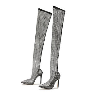 <span class=keywords><strong>2022</strong></span> long tube strass maille à talons hauts mode discothèque femmes bottes - Product Image 6