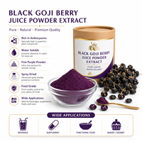 LongBio Pure Zwarte Gojibessenpoeder Lycium Ruthenicum Zwarte Wolfberry Fruitpoeder 80 Mesh Wateroplosbaar voor dranken, voedingsmiddelen, OEM