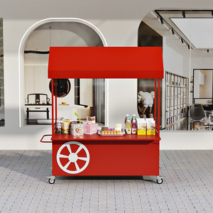 मोबाइल स्ट्रीट वेंडिंग कार्ट्स नाइट मार्केट डिस्प्ले के साथ वाणिज्यिक उपयोगिता कार्ट में फूल स्टॉल रैक मोबाइल प्रोन्नति कार्ट्स - Product Image 4