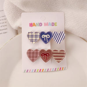 คลิปหนีบผมรูปหัวใจสามใบน่ารักพร้อมโบว์กิ๊บหนีบผมด้านข้างรูปหัวใจสำหรับเด็กผู้หญิงกระดุมแบบหวาน - Product Image 6