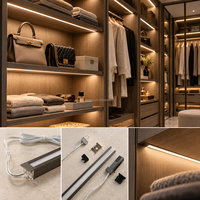 Barre lumineuse LED ultra-fine à haute luminosité intégrée pour armoire, éclairage invisible DC12V, profil en aluminium, éclairage dissimulé pour vitrine FREE1019-11