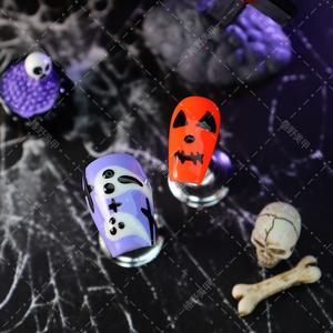 Calcomanías de <span class=keywords><strong>uñas</strong></span> <span class=keywords><strong>acrílicas</strong></span> de larga duración hechas a mano de lujo cuadrado ataúd corto personalizable de Halloween al por mayor para dedo - Product Image 4