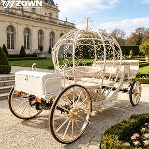 Chariot de photographie de mariage et de tourisme en fer forgé blanc creux, style carrosse de Cendrillon, avec coussin rose - Product Image 2