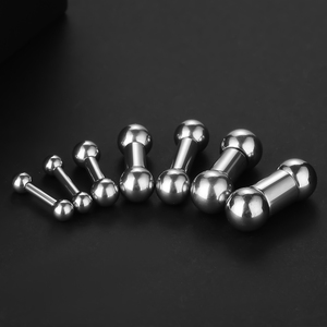 Piercing <span class=keywords><strong>de</strong></span> barra recta <span class=keywords><strong>de</strong></span> acero quirúrgico con rosca externa para lengua, pezón, oreja, hélix, tragus, cartílago e industrial - Product Image 3
