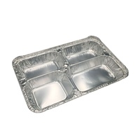 Lonchera de aluminio con compartimentos y tapa, a prueba de fugas, bandeja separada para llevar sin derrames y almacenamiento.