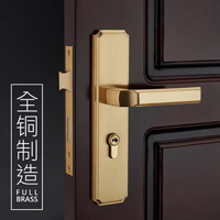 Poignée de porte et serrure en bois, ensemble de luxe moderne, en laiton massif doré, pour porte intérieure, pièces
