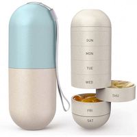 Boîte à médicaments portable 7 tiroirs, étui de voyage hebdomadaire anti-humidité pour 7 comprimés, fabriqué en paille de blé, étuis de rangement pour pilules