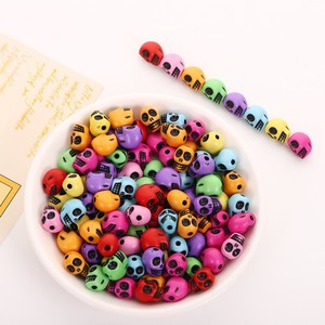 Halloween Colorful Skull Straight Hole Acrylic <b>Beads</b> for DIY Handmade Material <b>Bracelet</b> Key Chain Accessories - Product Image 5