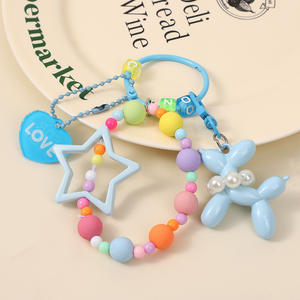 Vendita all'ingrosso, ciondolo portachiavi con palloncino a forma di cane a cinque punte con catena di perline colorate - Product Image 5