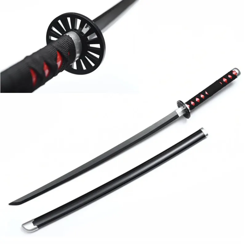 Épée katana démon pour tueur de démons, Tanjiro couteau noir, épées d'automne en bois et bambou