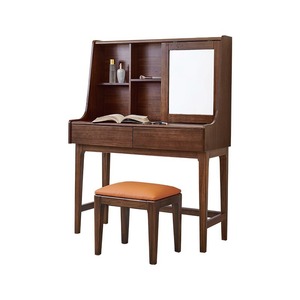 North American Black Walnut Solid Wood Dressing <b>Table</b> With <b>Mirror</b> Nordic Style Integrated Storage Cabinet Bedroom Drawer - Product Image 1