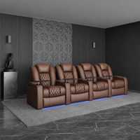 Ensemble de canapés inclinables zéro gravité 4 places en cuir respirant et durable avec mousse à mémoire de forme pour bureau professionnel, appartement, hôtel, salon