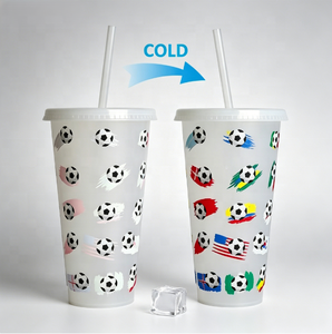 Vaso de Plástico Frío de Gran Capacidad 710ml, Creativo, Personalizable con Diseño de Estrella y Papá, con Pajita y Cambio de Color - Product Image 2