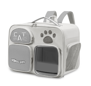 <b>Pet</b> Cat Backpack <b>Carrier</b> Oxford Material Breathable Zipper Closure for Cats Gray and Orange Color - Product Image 4