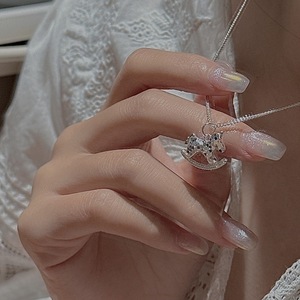 S925 Sterling Silver Korean Retro CNC Horse Necklace Simple Trendy Collarbone Chain Wholesale - Product Image 3