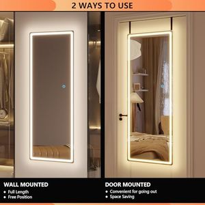 Specchio a figura intera con luci a LED sopra la <span class=keywords><strong>porta</strong></span> specchio appeso, specchio a parete, specchio luminoso per camera <span class=keywords><strong>da</strong></span> letto - Product Image 5