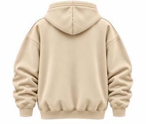 Sweat à capuche oversize beige pour homme, pull décontracté avec poche avant, imprimé toile d'araignée, 100% coton molletonné, hiver, personnalisable - Product Image 3