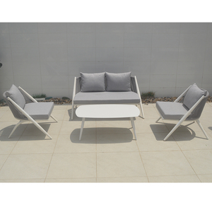 Nouvelle Arrivée - Ensemble de Mobilier de Jardin Extérieur en Aluminium avec Table Basse et Chaises en Corde Tressée - Product Image 6