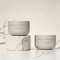 Pot cosmétique en PP noir de 200g 300g, à large ouverture, en plastique, à fond rond, pour crème, beurre corporel et cheveux