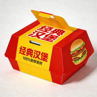 Emballage personnalisé en gros pour frites colorées style fast-food et boîtes à hamburgers à emporter