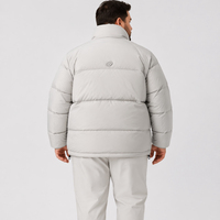 Chaqueta Acolchada de Plumón para Hombre, Cuello Alto, Cierre Completo, Bolsillos con Cordones, Cálida para Invierno, Tallas Grandes y Extra Grandes, 6XL 7XL