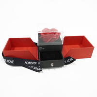 Boîte cadeau créative rouge à double ouverture pour bijoux |   Emballage personnalisé en gros avec accents de ruban noir, directement du fabricant