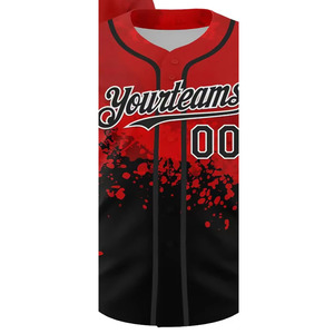 100% poliéster hombres béisbol Softball Jersey Transferencia de Calor impreso bordado botón abajo camisas transpirable secado rápido humedad - Product Image 6