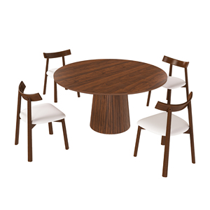 Ensemble de table à manger ronde de 47 pouces pour 4 personnes, design moderne de style farmhouse avec base en bois et 4 chaises confortables pour hôtel, appartement - Product Image 2