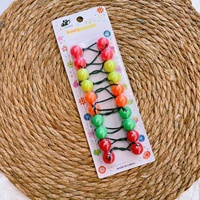 Élastiques à cheveux en acrylique africains colorés à double perles pour queues de cheval et tresses, pour filles et femmes