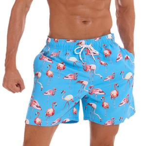 <b>Men</b> Flamingo Print Swim <b>Trunks</b> Quick Dry Mid Waist Board Shorts Polyester Woven With Pockets Summer Beach Wear - Product Image 5