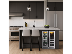 Candor personalizzato 36-bottiglia doppia zona <span class=keywords><strong>vino</strong></span> <span class=keywords><strong>e</strong></span> bevande frigo elettrico incorporato per uso domestico esterno Hotel - Product Image 6