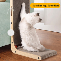 Grattoir vertical en forme de L pour chat avec lit intégré, grande taille, en carton ondulé, résistant à l'usure, sans débris, jouet pour chat