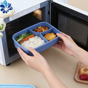 Chinese Style Three Compartment Lunch <b>Box</b> 1-3L Portable With <b>Plastic</b> Lid For Office Workers - Product Image 2