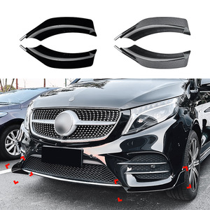 Mercedes-Benz V-Class W447 V260 AMG Line Front Corner Deflector Piano Black Carbon Fiber Texture Adhesive Weather Shield - Product Image 1