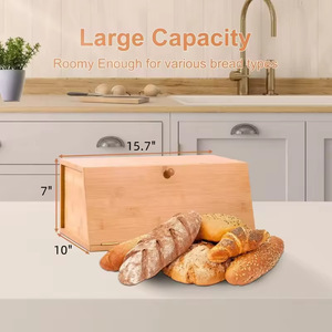 Boîte à pain en bambou grande capacité pour le rangement sur le comptoir de cuisine, design moderne et simple - Product Image 5