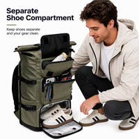 Sac à dos de voyage imperméable avec compartiments pour chaussures, fermeture éclair SBS, grand sac à dos de randonnée, bretelles réglables pour le camping en plein air