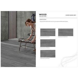 Carreaux de sol en porcelaine aspect bois brillant gris clair 600x1200mm, épaisseur 10mm, Inde, économiques, avec bord arrondi pour escaliers - Product Image 1
