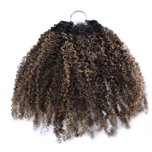 Estensioni di Capelli Umani Vmae con Trecce Crochet a Piuma, Ricci Profondi Afro Kinky, Balayage Biondo Cenere, Capelli Vergini Grezzi - Product Image 3