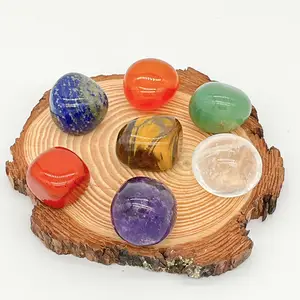 7 çakra cilalı doğal şifa kristalleri taşlar yarı değerli taş el sanatları eskitme 7 renk kristal terapi meditasyon Reiki