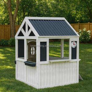 Maisonnette de jeu en bois durable pour enfants, pour l'extérieur, avec évier, cuisinière, fenêtres et cuisine. - Product Image 1