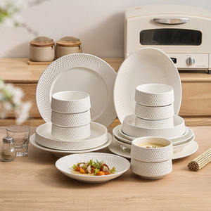 Service de table ensemble de bols et d'assiettes en porcelaine vaisselle d'intérieur bol en céramique avec bordure argentée - Product Image 2