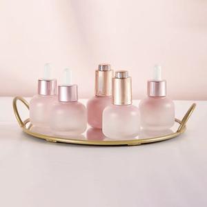 Bouteille en verre rose dégradé elliptique de 30ml avec emballage cosmétique de soin de la peau compte-gouttes rose bouteille vide pour huile essentielle - Product Image 5