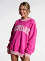 Sweatshirt Mockneck Wanita Logo Kustom Gaya Asimetris Bordir Katun Fleece Oversized Pullover