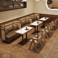 Meubles de restauration sur mesure en bois massif et rotin tressé, tables et chaises de restaurant, banquettes de salle à manger en gros pour café