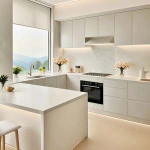 Gabinetes de Cocina Blancos Mate Completos de Diseño Moderno a Precio de Fábrica, Juego de Gabinetes de Cocina Personalizados de Alta Calidad - Product Image 3