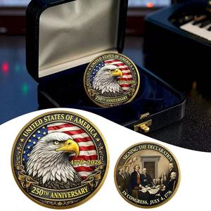 Pièce de monnaie commémorative patriotique 3D Aigle Chauve « Nous le Peuple » du 250e anniversaire des États-Unis, pièce de collection en gros - Product Image 2